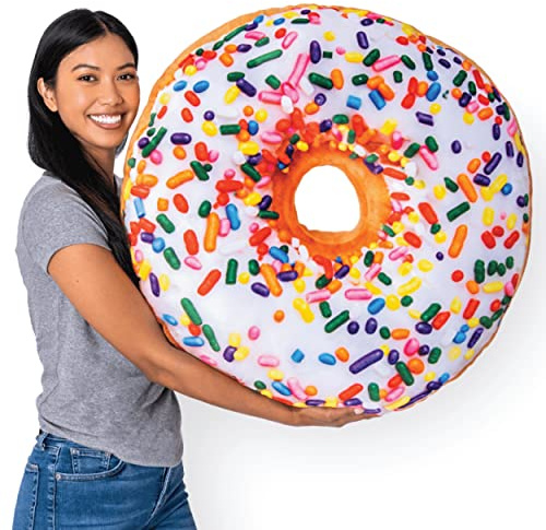 Much Comfort 78,7 cm 3D-Donut-Überwurfkissen – hergestellt aus superweichem und ultrahochwertigem Stoff – niedliches, bequemes Plüsch-gefülltes Donut-Kuchenkissen für Heimdekoration – tolles lustiges