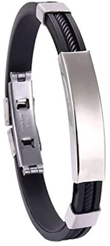 leryveo Bracciali da Uomo in Acciaio Inossidabile, Braccialetto in Silicone alla Moda in Acciaio al Titanio, Regalo Braccialetto Personalizzato per San