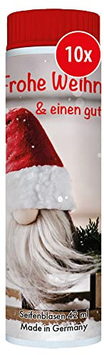 PUSTEFIX Seifenblasen Set I 10 x Klassik 42ml Xmas Wichtel I Bubbles Made in Germany I Party Seifenblasen für Kinder-Geburtstag, Hochzeit, Standesamt, Polterabend I 10 x 42 ml Vorteilspack