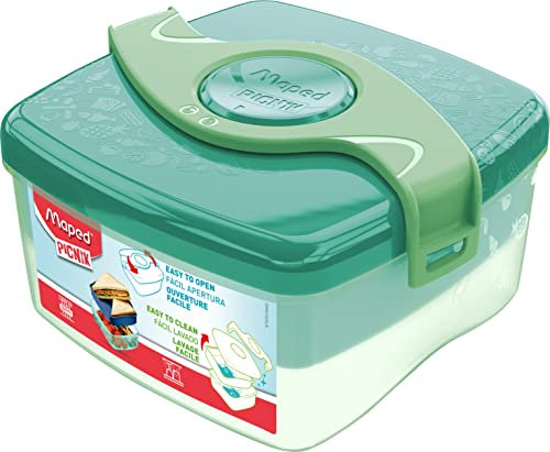 Maped Picnik - Boîte à Déjeuner Origins - Repas Enfants Ouverture Facile - 2 Compartiments dont 1 Amovible - Vert - 1L