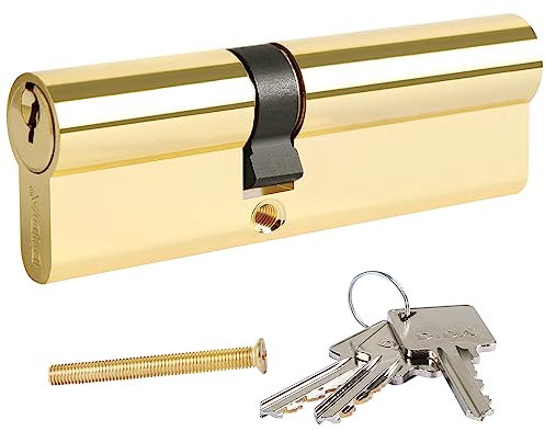 DIDA® 100mm(45/55) Euro Cylinder Lock,UPVC Door Lock Barrel with 3 Keys,High Security,Anti-Pick Anti-Bump Anti-Drill,Polished Gold Finish,Suitable for All Door Types,BS EN 1303:2005