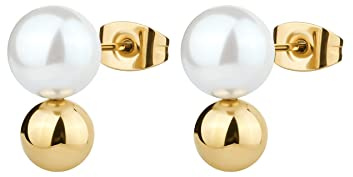 Brosway Ohrringe Perfect für Damen aus Edelstahl und Perle in der Farbe Gold, Länge: 72 mm, BPC23
