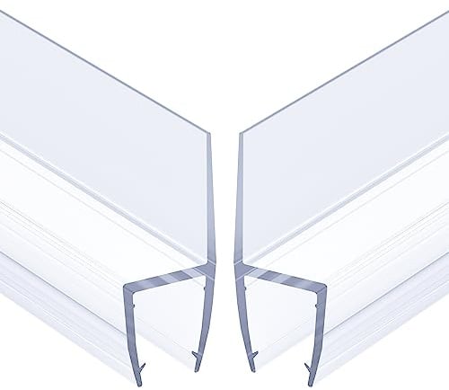 AmazerBath Shower Door Side Seal Strip (Set of 2), Frameless Glass Shower Door Seal Strip - Suitable for 3/8 Inch Glass, 78 inch