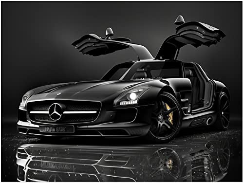 Poster - Mercedes Benz SLS Auto Wandbild - Kunstdruck Sportwagen Bilder für Kinder und Erwachsene Galeriequalität (60x80cm)