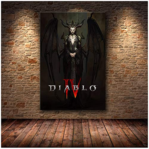 FLeage Diablo IV-Spielposter, Lilith-Schlafsaal, Heimdekoration, Wohnungsdekoration, Gemälde, Schlafzimmer, Wand, Leinwand, Poster, Gemälde – ungerahmt