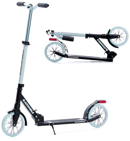 BLACKWHEELS Zoom City-Scooter – Große 200mm Räder, Faltbar, Stoßdämpfer, Höhenverstellbarer Lenker, Leichter Aluminiumrahmen, Komfortables Fahren auf Jeder Oberfläche