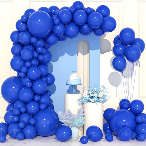 Palloncini Blu, 106 pezzi 5 10 12 18 pollici Blu Scuro Arco di Palloncini Kit con Nastro per Bambino Ragazzi Festa di Compleanno Matrimonio Battesimi Baby Shower Fidanzamento Anniversario Decorazioni