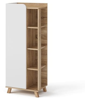 Vicco Armario Mediano Karen, Sonoma/Blanco, 50 x 128 cm con Puerta y Compartimentos Abiertos