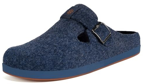 Gaatpot Pantofole Invernali da Uomo,Zoccoli in Feltro per Indoor Outdoor,Blue A,44
