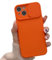 Keyihan Cover per iPhone 15 (6,1) Protezione Fotocamera con finestrino Scorrevole,Custodia in Silicone TPU Morbida Antiurto AntiGraffio,Full Body Protettiva Case Microfiber Lining,Arancio