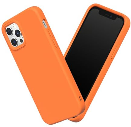 RhinoShield Hülle kompatibel mit [iPhone 12/12 Pro] | SolidSuit - Stoßdämpfende & schlanke Schutzhülle mit Premium Finish - 3.5 Meter Fallschutz - Neon Orange