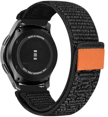MroTech Armband Kompatibel mit Samsung Galaxy Watch 3 45mm/Galaxy Watch 46mm R800 /Huawei GT 2 46mm, 22mm Nylon Sport Loop Ersatz für Samsung Gear S3 Frontier Klett Nylonarmband Herren Damen,Schwarz