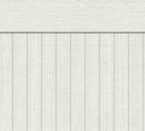 A.S. Création Wallpaper Wood Effect Cream White 397443 - Non-Woven Wallpaper Acoustic Panels - Scandinavian Base Panel Look in Landscape Format - 5.00 m x 1.06 m - Made in Germany