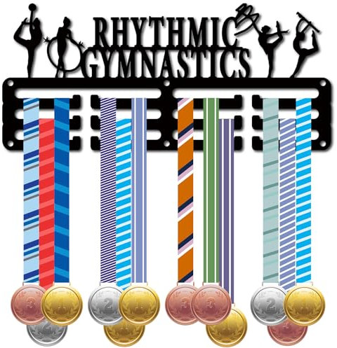 CREATCABIN Porta Medaglie per Ginnastica Ritmica Espositore Porta Medaglie Appendiabiti Sportivo in Metallo Premi in Ferro Supporto Piccolo Decorazione Premi per Donne Parete Casa Badge Gara 29x13cm