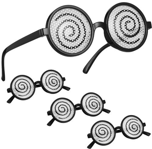 MAGICLULU 4 Stück Lustige Augenbrillen Neuheit Lustige Brillen Schwarz Weiß Schwindelerregendes Design Brillen Für Erwachsene Kinder