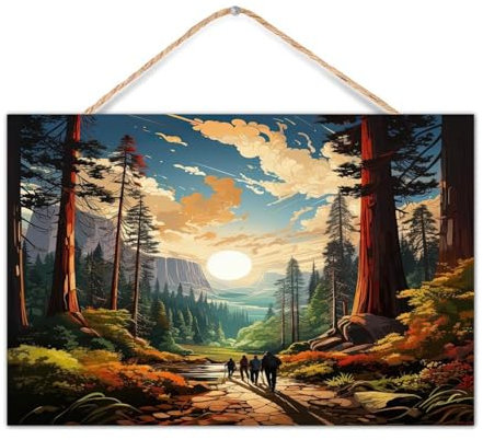Sequoia Nationalpark-Holzschild, rustikale Dekoration, personalisierbar, Wald, Berge, Gemälde, Kunstwerke, Schilder, niedliches Holzplanken-Hängeschild für Esszimmer, Tisch, Veranda, 30,5 x 20,3 cm
