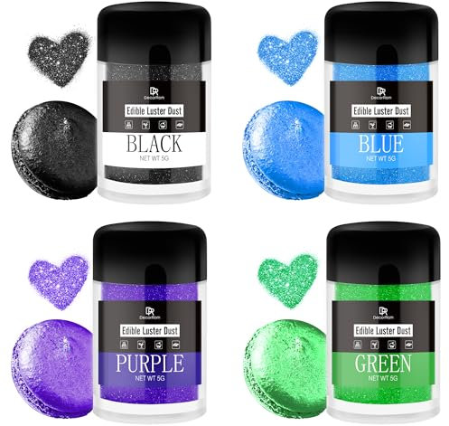 Essbarer Glitzer - 4 Farben Essbarer Glitzerstaub Glitzerpulver für Lebensmittel, Kuchen, Getränke - Metallisch Lebensmittelfarbe Pulver Staubpulver zum Dekorieren von Torten, Süßigkeiten, Keksen