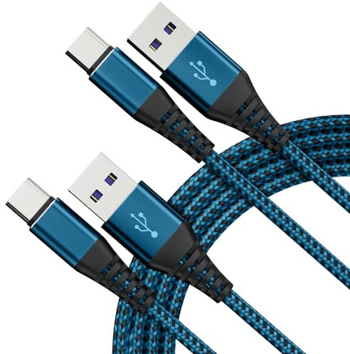SEYIIRE USB to USB C Cable 2-Pack 3ft, Nylon Braided Type c Charger Fast Charging Compatible with Samsung Galaxy A10 A20, S20 S10 S9 S8 Plus S10E, Note 9 8, Moto G7 G8, LG G7 V30S (Blue)