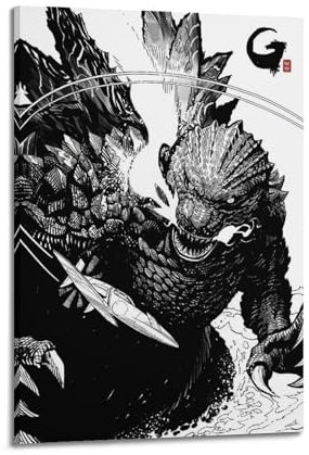 Godzilla Minus One Poster, Raumdekoration, ästhetisches Poster, künstlerisches Poster für Schlafzimmer, Wohnzimmer, Wände, 60 x 90 cm, Rahmenstil