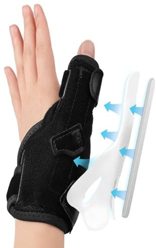 MILAIUN Daumenbandage mit 2 Splint, Daumenorthese für Rechts & Links, Daumensattelgelenk, Daumenschutz Bandage Einstellbar, Leicht zu Tragen, Fingerverband für Kraftsport, Arthritis (Schwarz)