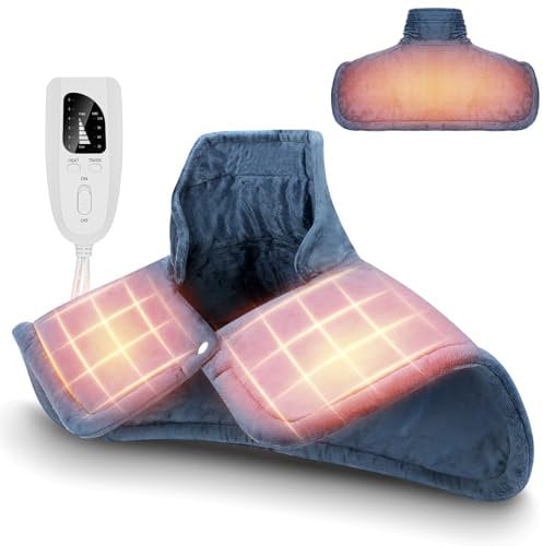 Anpress Heating Pad for Neck and Shoulders and Back, Weighted Neck Heating Pad for Pain Relief, Electric Heat Pad with 6 Heat Settings, 4 Timers Auto Shut Off, Birthday Gifts for Women Mom Men Dad