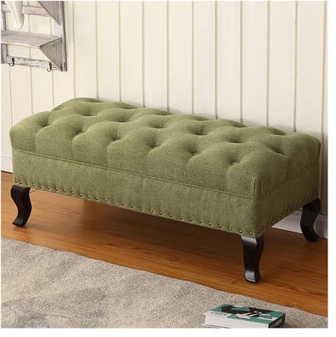 Sitzbank Polsterbank Gepolsterte Bank, moderne rechteckige Fußbank | for Eingangsbereich, Foyer, Badezimmer, Waschtisch, Schlafzimmer | Dekorative Wohnmöbel Sitzhocker Schlafzimmer(Green,100*45*40)