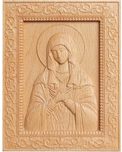 HiyyFloy Religiöse Statue Von Christus Der Jungfrau Maria, Holz-fotorahmen Mutter Maria, Relief-kunsthandwerk, Heimdekoration, Kirchenbedarf