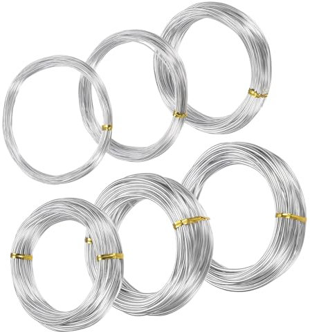 M METERXITY Filo Allenamento Bonsai, 6 Misure 0.8/1/1.5/2/2.5/3mm 60 Metri Totali Filo Alluminio Anodizzato Modellare/Correggere i Rami Bonsai/Fai da Te [32.8Ft Ciascuno, Argento]