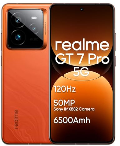 realme GT 7 Pro 5G Smartphone 12+256GB,Snapdragon 8 Elite Procesado,Ultra-Sharp 50MP AI Snapshot Camera,Four-Sided 6.78'' 120Hz RealWorld Eco Display,NFC,Dual Sim,Orange