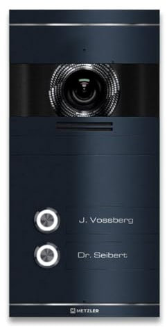 Metzler Video Türsprechanlage 2 Familienhaus | Türklingel mit Kamera FullHD | Opt. 7 Monitor | Smartphone App | Mit Anschluss für Türöffner | Anschluss: LAN POE | Anthrazit | VDM10 2.0 Colson