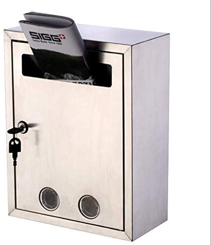 Wall Mounted Post Box, Wall Mounted Letterbox, Stainless Steel Thickening Large With Lock Wall-mounted Letter Box Door