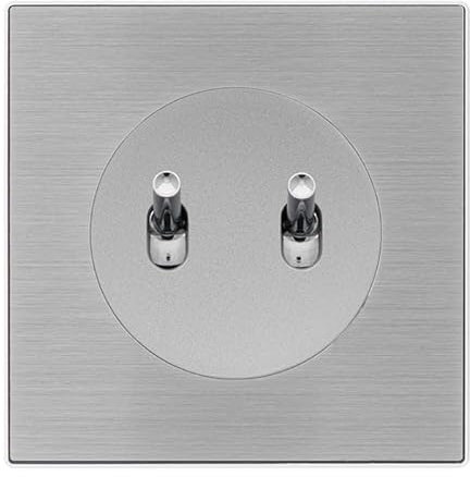 FONTINI - Doble pulsador de aluminio con mando cromado DOM y placa simple metalizada gris - Control elegante y práctico para un control optimizado
