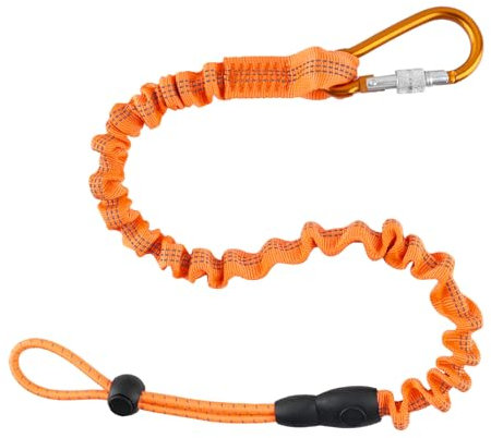 Tool Lanyards for Power Tools, Coiled Lanyard Tether Stretchy Leash with Aluminum Screw Lock Carabiner Clip Heavy Duty Load Capacity 33lbs(15kg) for Drill Hammer Pruning Shear