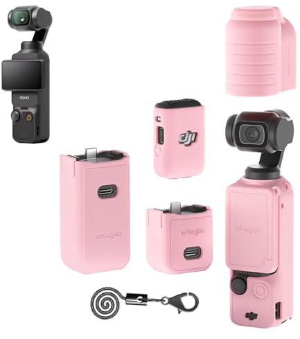 TEHAOUU Coque en silicone colorée pour DJI Osmo Pocket 3 - Jolie coque de protection tout-en-un - Anti-rayures - Accessoires combo (rose)