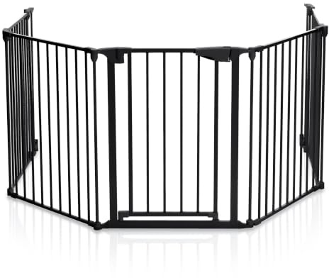 Fillikid Absperrgitter Exclusiv, 5-teilig, bis 3,2m | Treppenschutzgitter ohne Bohren, für Kamin, Treppen, mit Türfunktion, individuell anpassbar