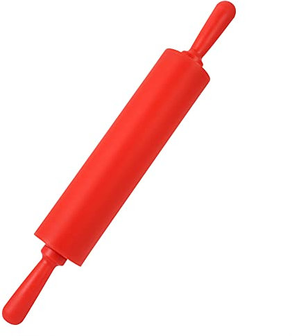 Mattarello per La Cottura, Mattarello in Silicone con Superficie Antiaderente Manico da Cucina Accessori per Pasta per Pizza Fondente Biscotti (Rosso)