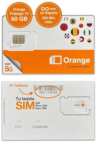 Tarjeta SIM Prepago 10 + 60GB (50GB Acumulables) + Llamadas Nacionales Ilimitadas + 500 Min. Llamadas Internacionales (65 destinos) + Roaming UE (13GB) + Velocidad 5G + 1000 Min Rumanía