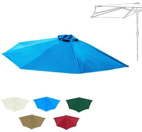 Toile de rechange pour parasol de 2,7 m, 5 baleines de 2,7 m, pour balcon, terrasse - Toile de rechange pour parasol demi-rond
