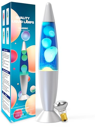 AONESY Lavalampe Hellblaues Wasser weißes Wachs Lavalampe Kinder Nachtlicht Buntes Licht Lampe Geschenk für Weihnachten Geburtstag-34cm