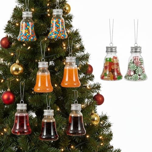 10 Stück Befüllbare Alkohol-Baum-Ornamente: 50ml transparente Weihnachtsbaum-Ornamente Getränkekugeln Süßigkeiten Erdnuss für Bastelarbeiten Hochzeit Geburtstag Party Heimdekoration mit
