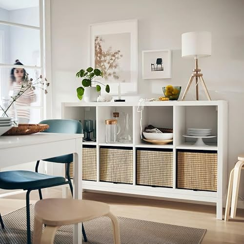 ZRIZAURA KALLAX 8-Cube Storage Shelving Unit with Underframe 147×94 cm – Modern Reversible Cube for Living Room, Office, or Bedroom (White/White)
