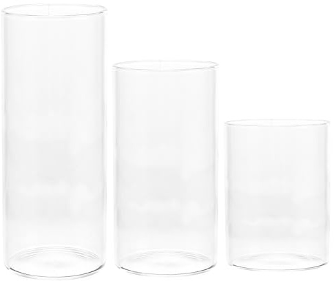 OSALADI Lot de 3 Bougeoirs en Verre Couvercle Résistant la Décoloration, Design Cylindrique Transparent pour Bougies Piliers, Décoration Table Mariage et Salon