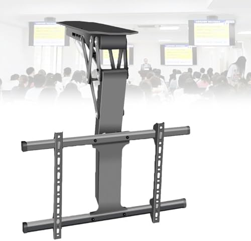 QianCruxtacy Motorised TV Bracket, TV Ceiling Mount with Remote Control and Switch Control, Motorised TV Lift Fits 43-65 Inch Screen, Ceiling and Wall Mounting, 0-90° Flip Down, Telescopic Auto Lift