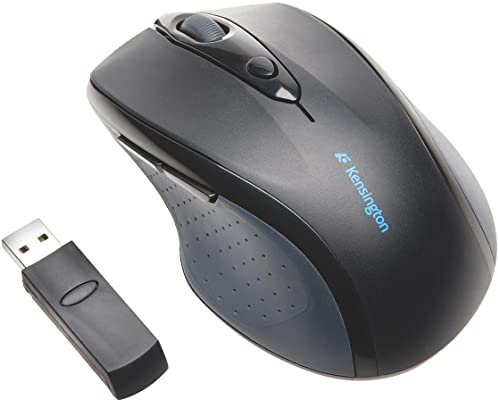 Kensington Kabellose ergonomische Full-Size-Maus, Wireless Pro Fit Computermaus für Laptop, Desktop und Gaming, mit 2.4GHz, USB-Verbindung, 2 DPI Einstellungen, Inkl. 2 AA-Batterien, Schwarz, K72370EU