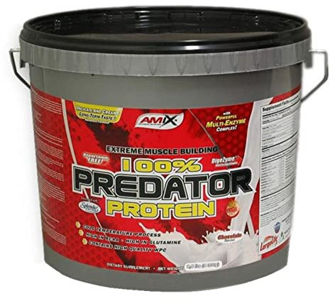 AMIX, Proteínas para Aumentar Masa Muscular con Sabor Chocolate, Predator en Formato Bote de 4 Kg, Ayuda al Crecimiento Muscular, Libre de Aspartamo, Ideal para Batidos de Proteínas
