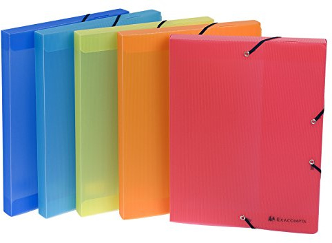 Exacompta 5967E Packung mit 17 Archivboxen Linicolor aus PP, strapazierfähig und robust, mit Gummizugverschluß, Rücken 25mm, farbig sortiert, 17 Stück