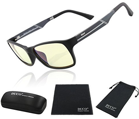 DUCO Superlight Blue Light Blocking Computer Reading and Gaming Video Eyewear Glasses,Anti Blue Ray Light 100% UV Protection 223