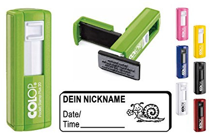 Geocachingstempel Pocketstempel « SCHNECKE » Abdruckgröße ca. 37 x 14 mm - mit persönlichem Cachernamen/Nicknamen Geocaching Stempel