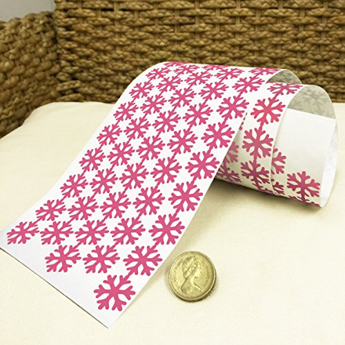 i.LifeUK 144 Snowflake Vinyl Christmas Sticker 20mm Colour Self Adhesive Peel&Stick -Pink
