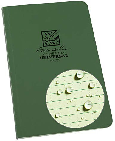 Rite in the Rain Allwetter Soft Cover Notebook, 4 5/20,3 cm X 7 1/10,2 cm, Universal Muster (Nr. 374) grün